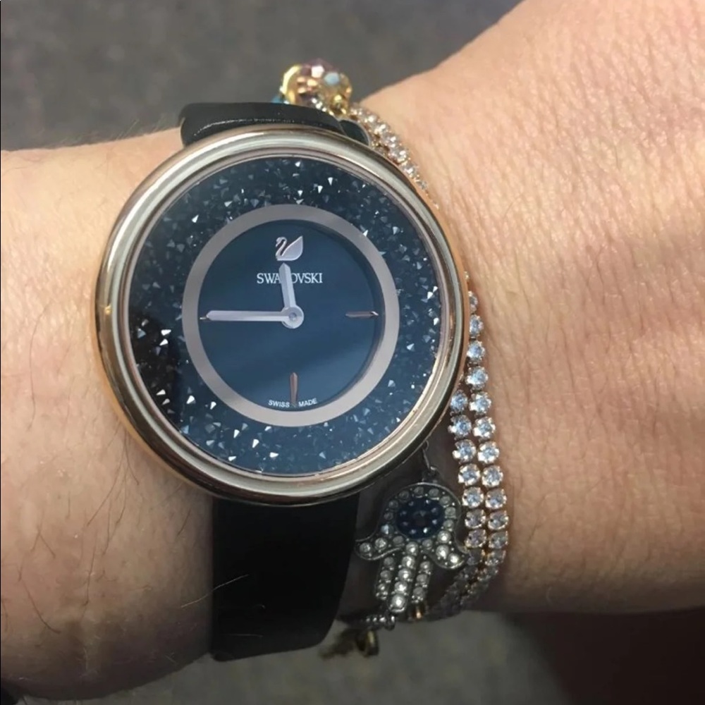 Swarovski crystalline rose gold watch